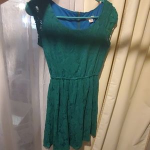 Turquoise lace flower dress